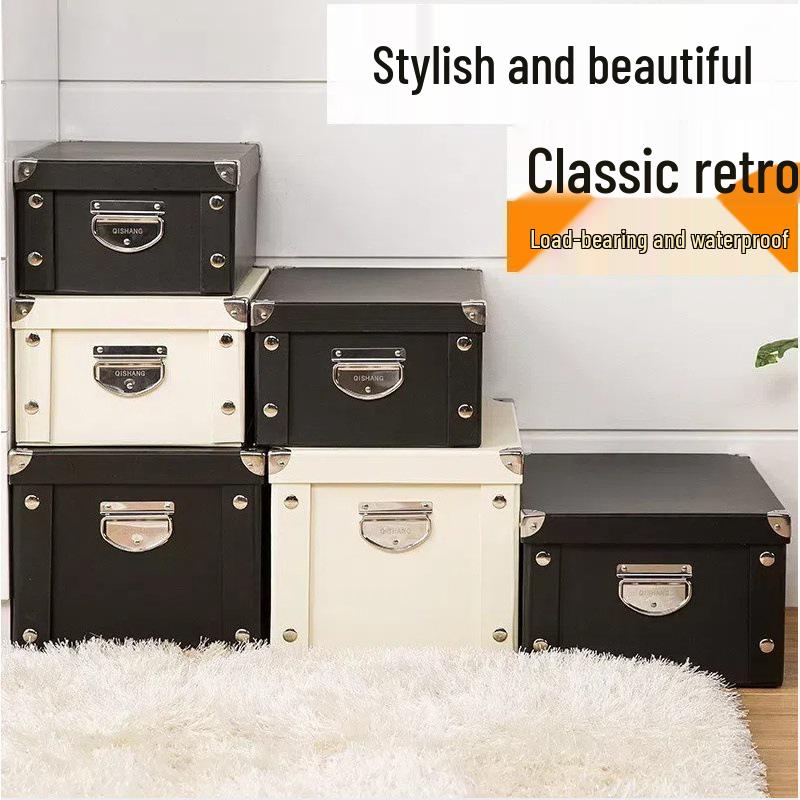 Foldable Desktop File & Book Storage Box with Lid