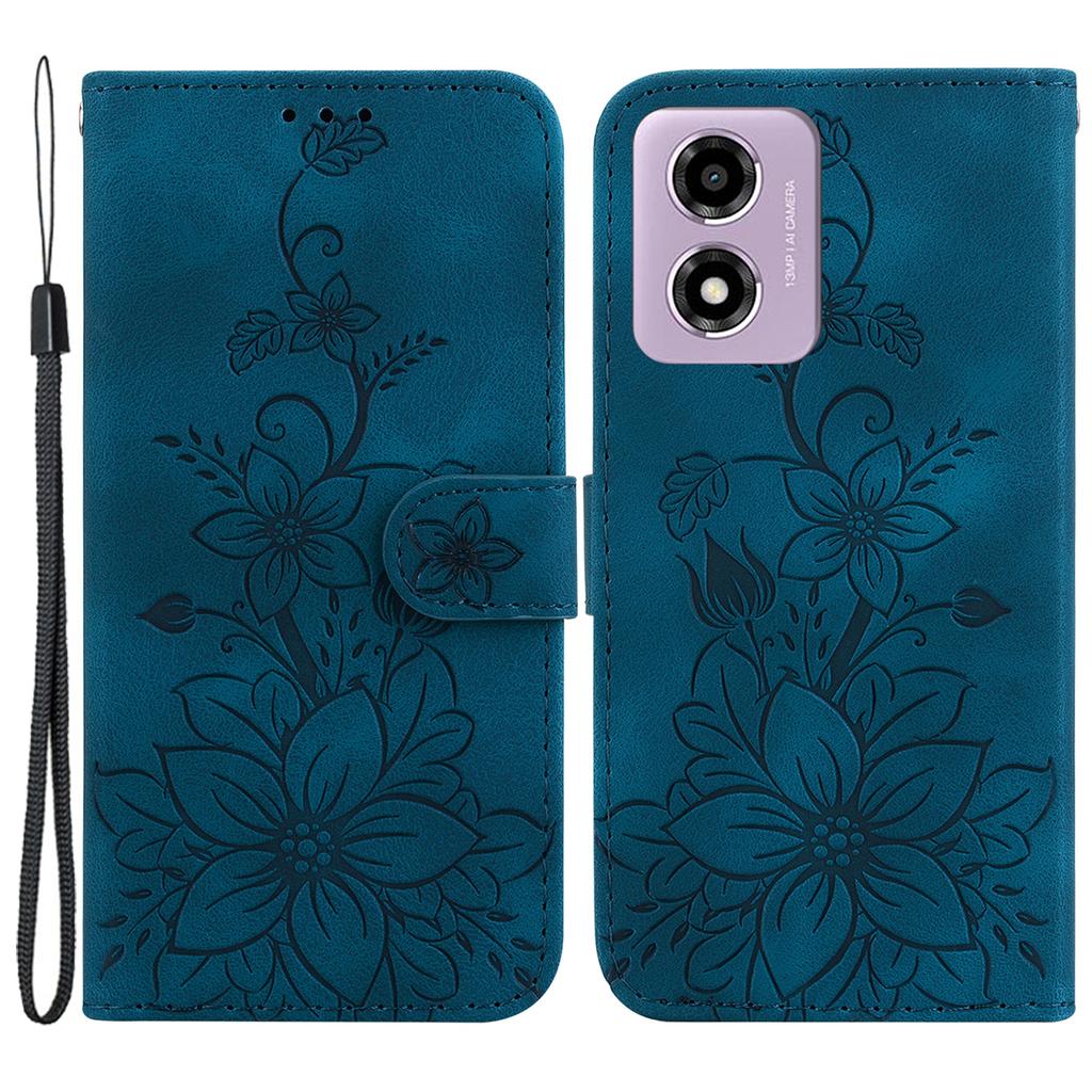 For Motorola Moto G04s 4G/E14 4G Case Lily Flower Imprint Leather Phone Cover with Stand