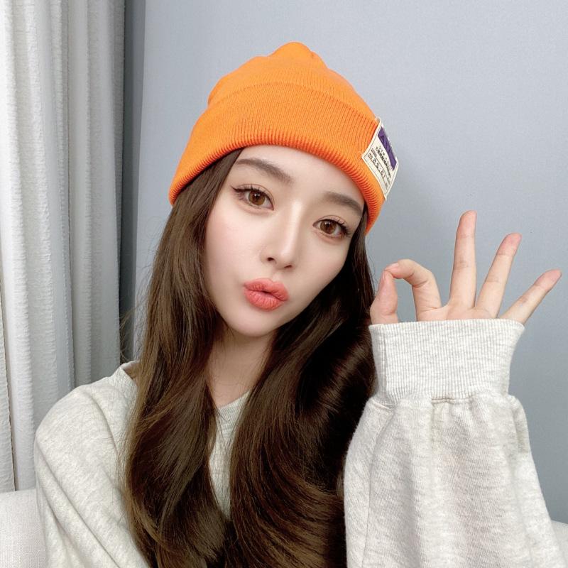 Autumn and Winter Warm Ear Protection Knitted Hat Women's Versatile Candy Color High Density Wool Hat Men's Hat