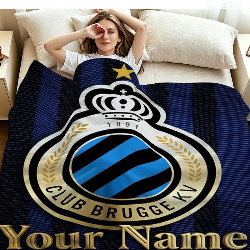 1PC Club Brugge KV Custom Name Patterned Flannel Blanket Suitable For All Seasons for Home Decor Warmth and Comfort Gifts Holiday Present
