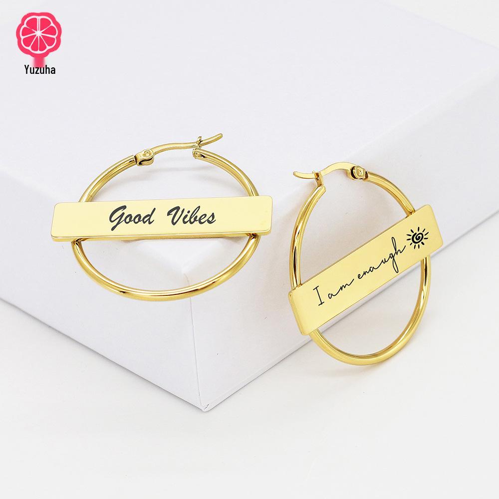 Stainless Steel Personalized Name Engraved Earrings - Perfect Gift for Christmas or Mother's Day