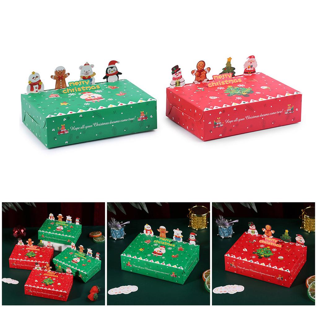 24Pcs 3D Christmas Cookie Storage Case Handmade Gift Boxes for Holiday Treats Decorative Biscuits Packaging Box