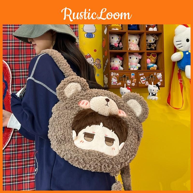 Same Style Star Cartoon Furry Bear Backpack Large Capacity Doll Bag Shoulder