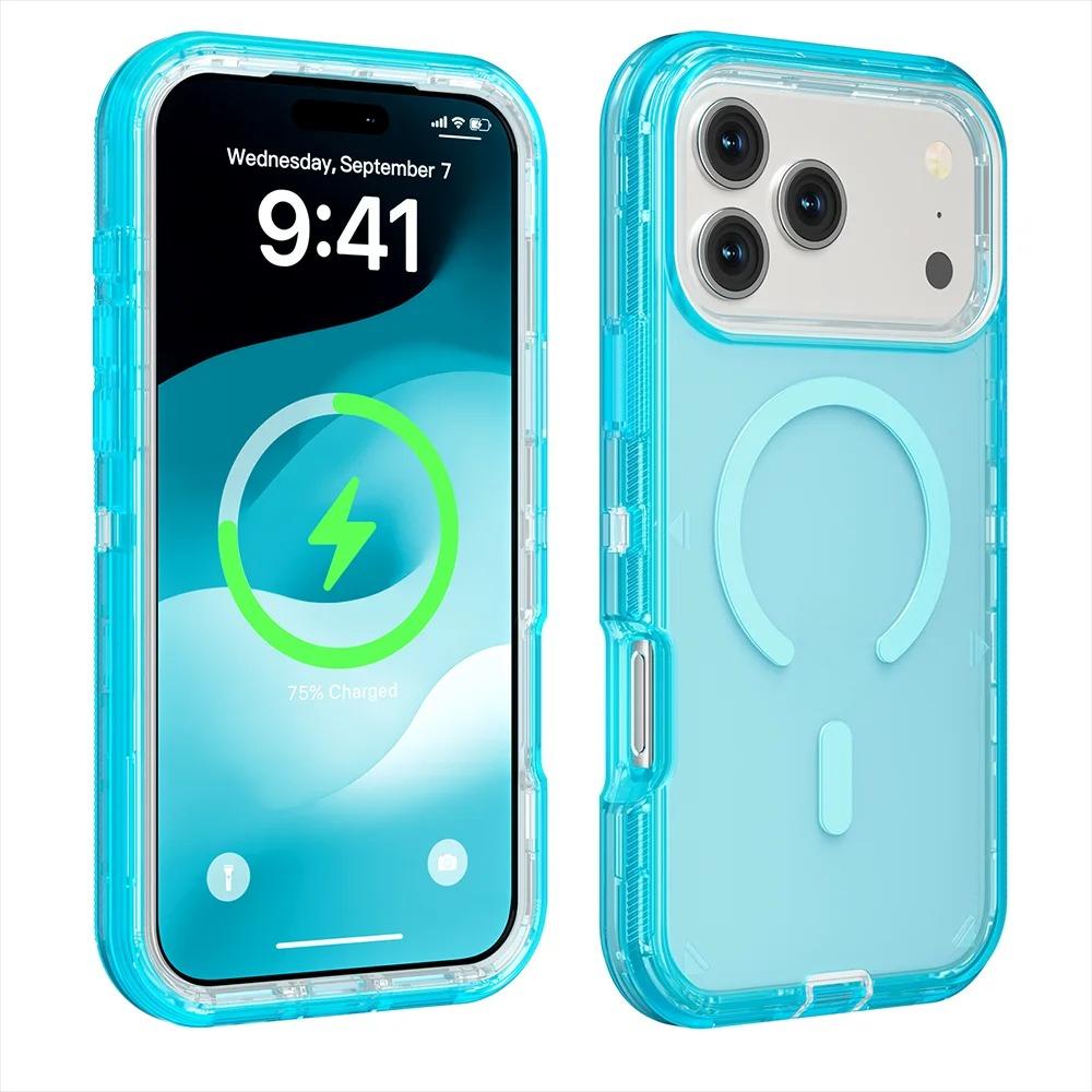 

Сверхпрочный чехол-бокс Otter Armor 3 в 1 для IPhone 17Pro Max 17 Air 16 15 14 13 12 Магнитная беспроводная зарядка Противоударный чехол iPhone17 Pro Max