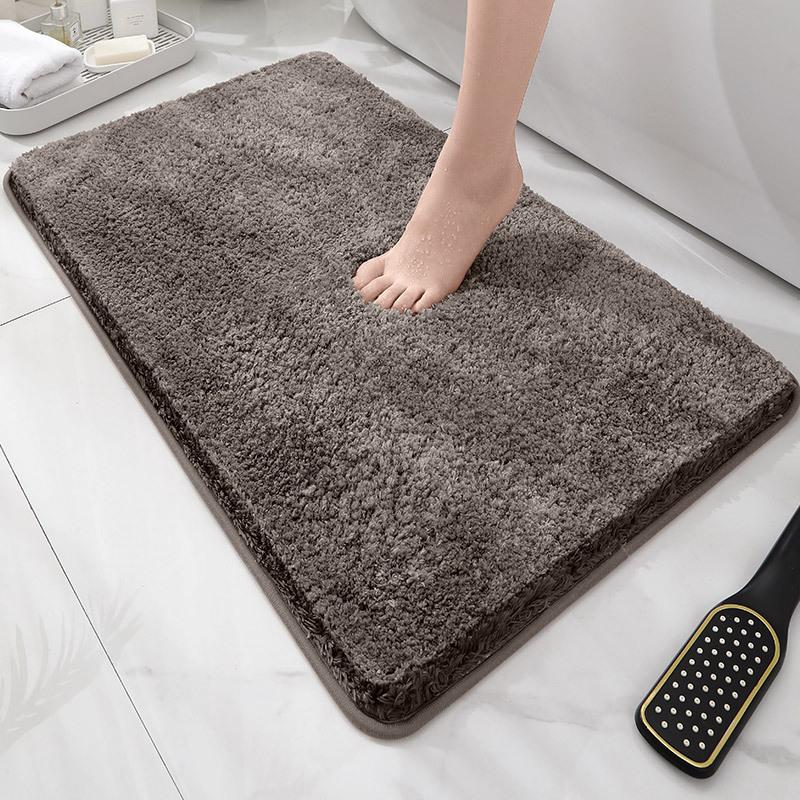 Modern Minimalist Solid Color Floor Mat, Square Long Plush, Thickened Absorbent Carpet, Bathroom Door Mat, Non Slip Mat