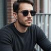 Unisex Retro Octagon Sunglasses Alloy Metal Frame HD Polarized Pilot Shades Lightweight Anti-Slip Legs Comfortable