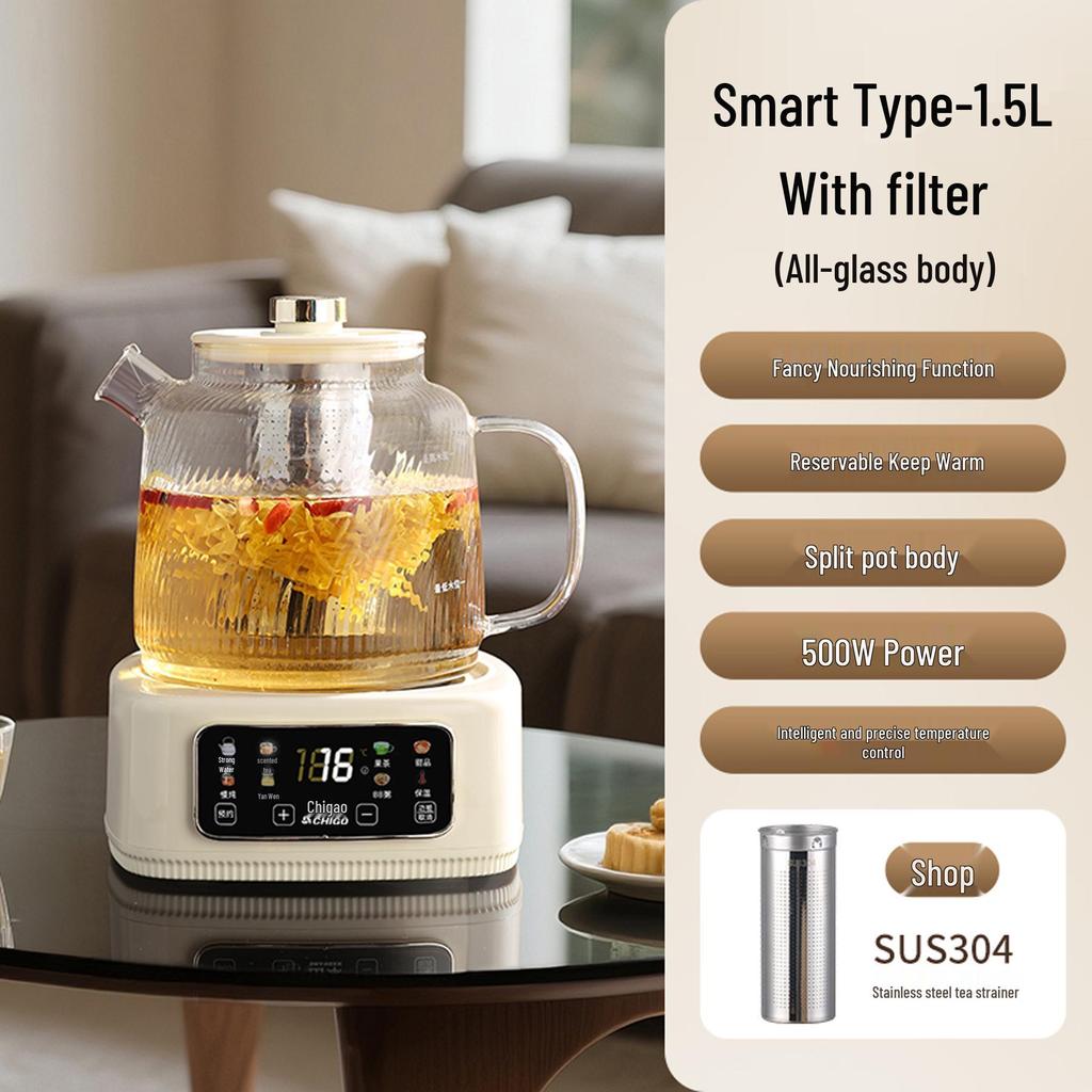 Smart Glass Tea Brewer: Versatile Household & Office Kettle for Brewing and Stewing Flower Teas.