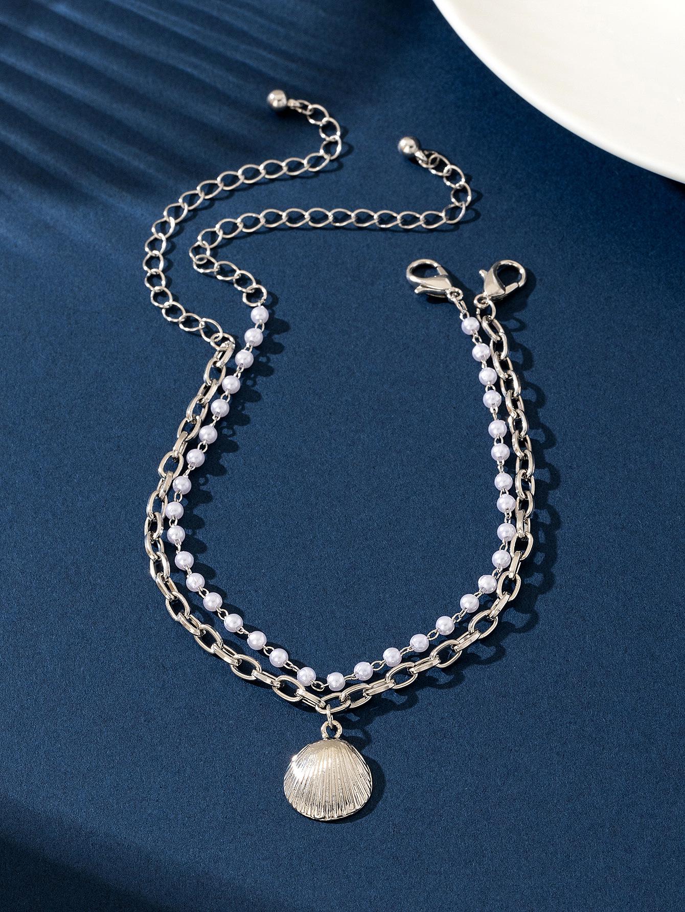 

Elegant Pearl & Metal Chain Adjustable Women s Bracelet Set (2-Piece) платиновый