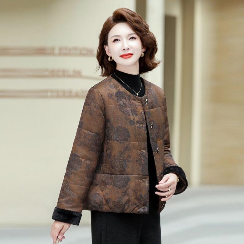 

Осенне-зимнее классическое высококачественное стеганое пальто с жаккардовым узором, новая ретро стеганая одежда 5XL [recommended 150-80kg] темно-коричневого