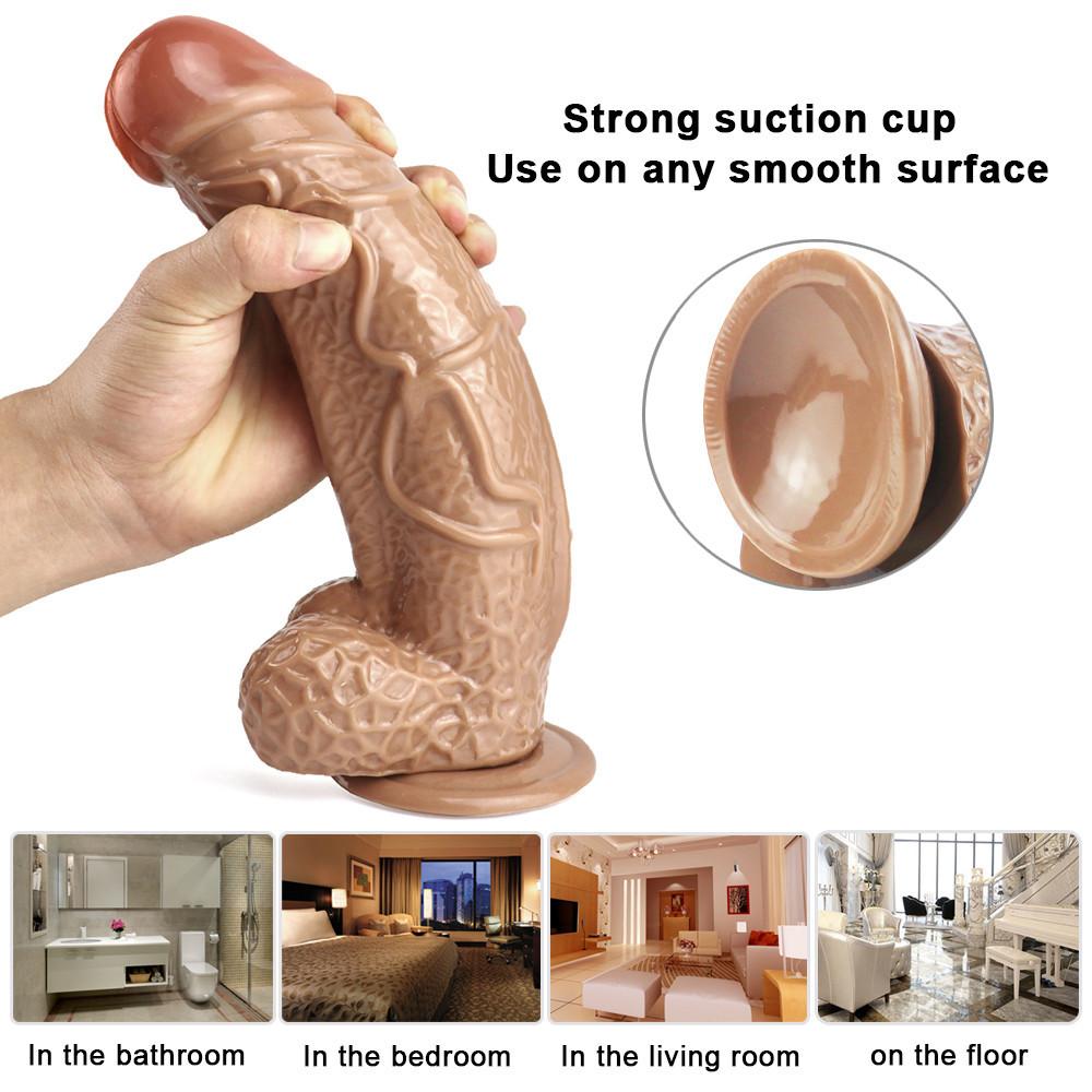 28cm Realistic Dildo with Powerful Suction Cup Realistic Penis Sex Toy Flexible G-spot Dildo with Curved Shaft and Ball Adult