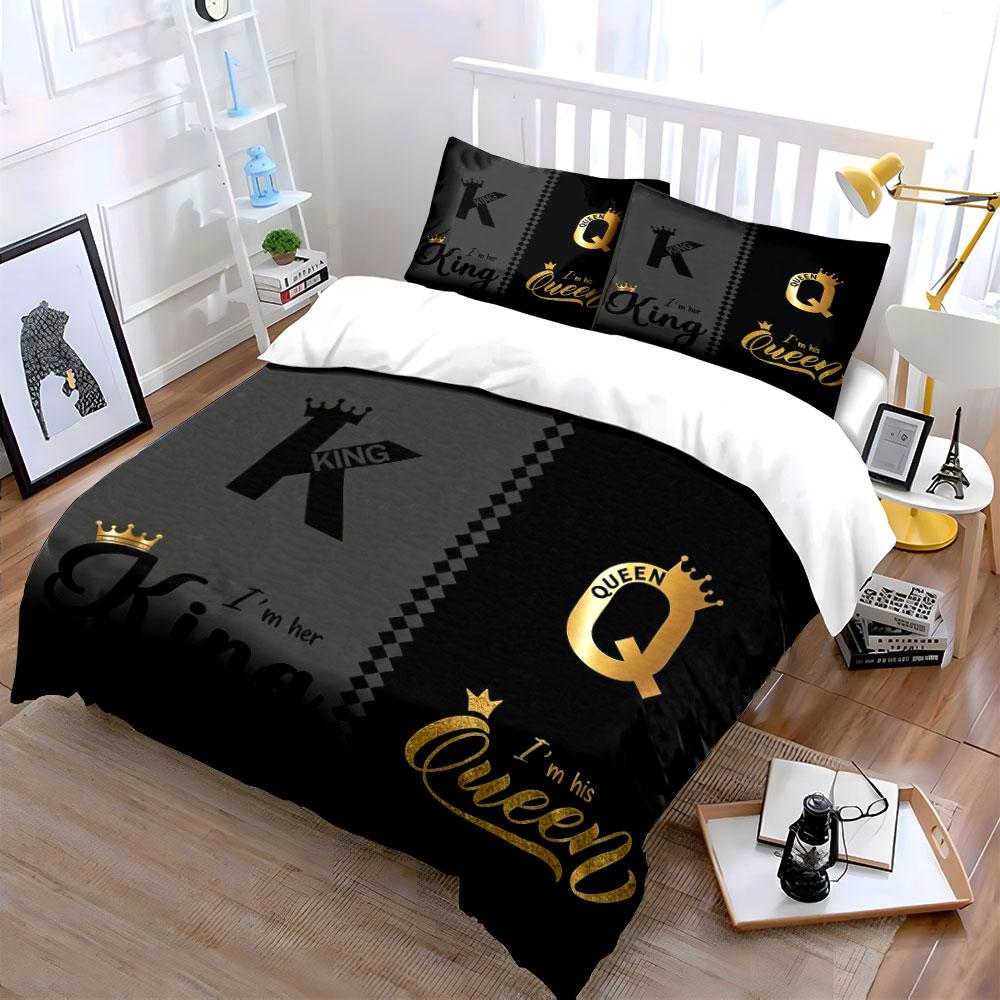 King and Queen Black Bedding Set Bedding Duvet Cover Set Duvet Cover Pillowcases (1 * Duvet Cover 2 * Pillowcases, without duvet insert)