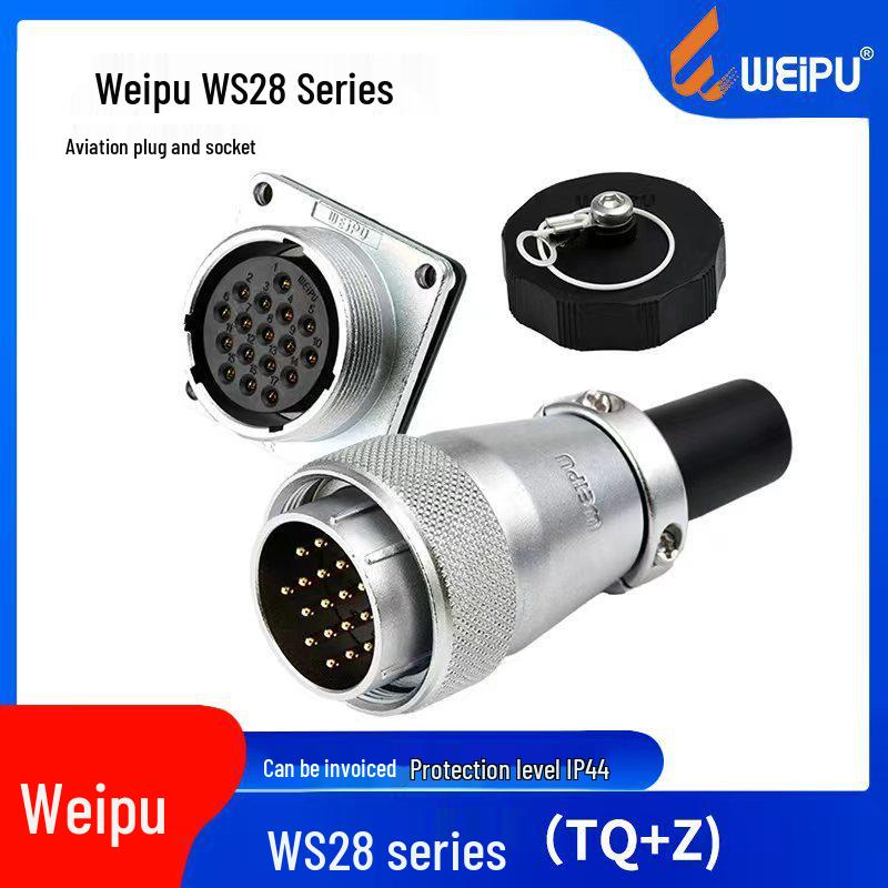 Weipu WS28 23-Pin Aviation Plug Connector, Male-Female Threaded, 479-Hole, 10P12, 16-Pin, 20/26-Pin