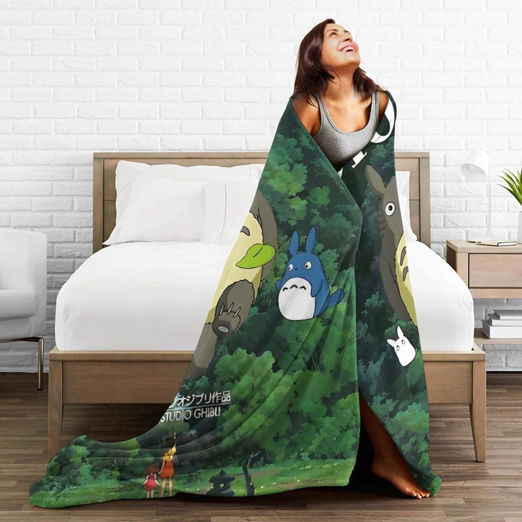 Cartoon Funny Cute T-Totoros Blanket Wool Throw Blankets Bedroom Sofa Printed Ultra-Soft Warm Bedsprea,