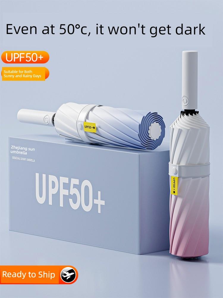 Fully Automatic, Enlarged, Reinforced, and Thickened Gradient Umbrella for Women, Dual-Use for Sun and Rain, Large Size for Men, Sun Protection, Uv