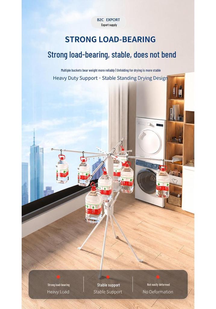 Retractable Foldable Octopus Clothes Rack: Floor-Standing Carbon Steel Eight-Legged Indoor Drying Pole for Clothes and Quilts