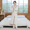 Plush Coral Fleece Sleepwear Two Piece Set Winter Thick Long Robe Pajamas Hooded Bathrobe Nightgown Loose White Flannel Homewear