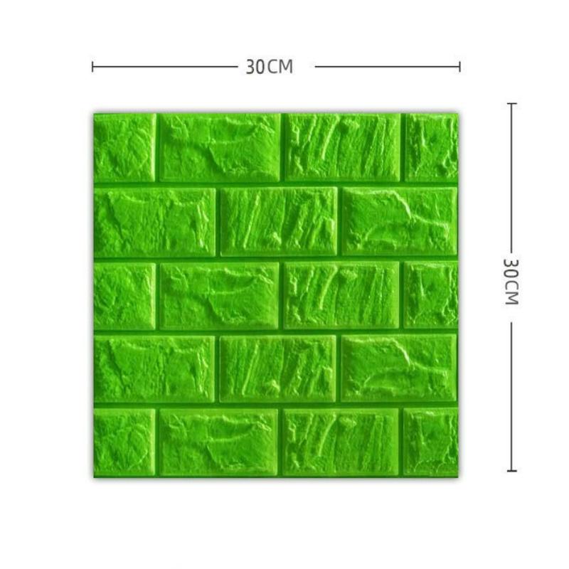Zelfklevende 3D Muurstickers van Baksteen Muurstickers voor Kinderkamer Warme Slaapkamer 30*30CM groen