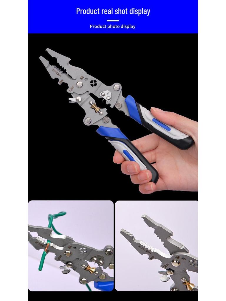 Foldable Multi-Function Electrician Wire Strippers: Stripping, Splitting, Cutting, Looping, Skinning, Crimping.