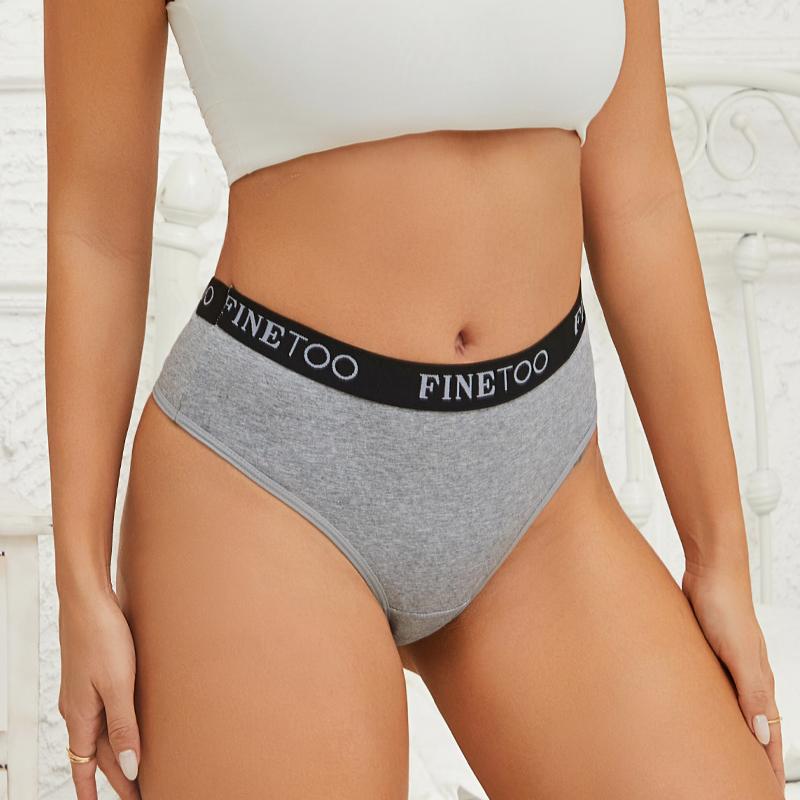 3Pcs Cotton High-Waist Thongs Underwear Women's Breathable Elastic Belt Panties Sexy Plus Size Comfortable T-Back Lingerie S-XXL