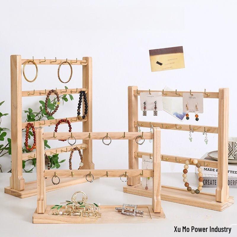 Wooden Jewelry Display Stand: Earring, Stud, Keychain, Bracelet, Bead String Holder