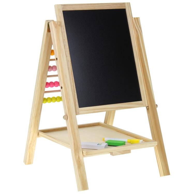 Wooden Double-Sided Magnetic Chalk Board with Abacus + Accessories