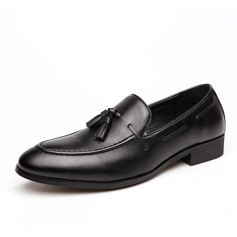 Men's Pointed Toe Slip-on Leather Brogue Shoes - Korean Style Formal/Casual
