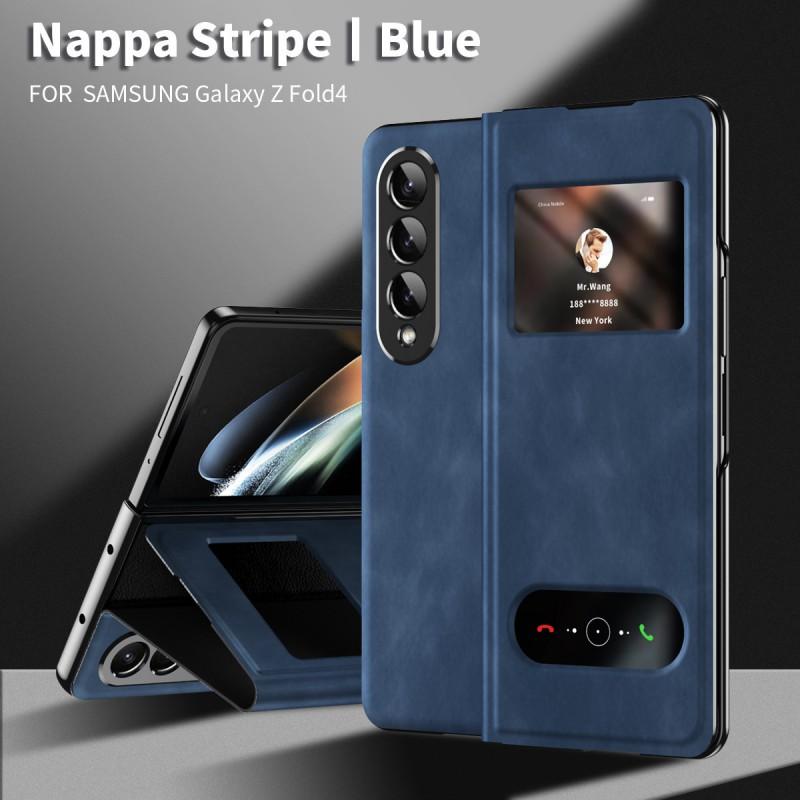 Premium Nappa Texture Flip Case With Stand Galaxy Z Fold 8 7 6 5 4 3 2 - Matte PU Leather Cover Anti-Fingerprint