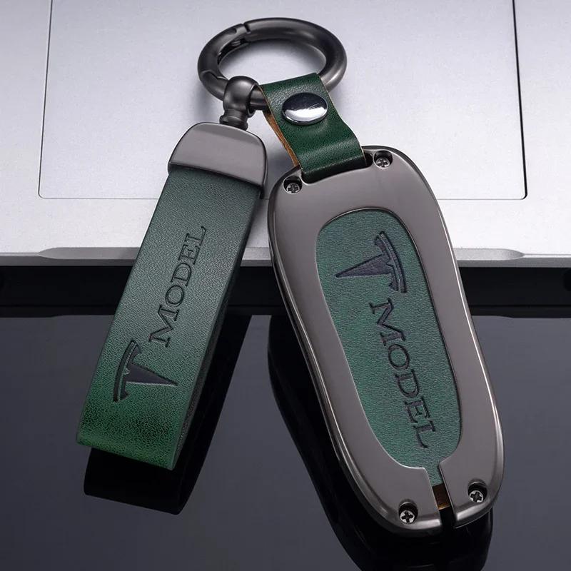 Car Sticker Tesla Zinc Alloy Car Smart Remote Key Case Fob Cover Holder For Tesla Model 3 Model Y Model X/S Auto Protector Keych
