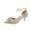 Fashion Shoes Women High Heels Women Wedding Shoes Bride Shoe Ladies Pumps Sandals Pearl Ankle Buckle Elegant Dress Women Heeled Shoes