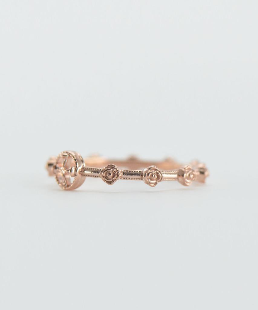 Vivus Cross Rose Rose Gold Silver Rosary Ring