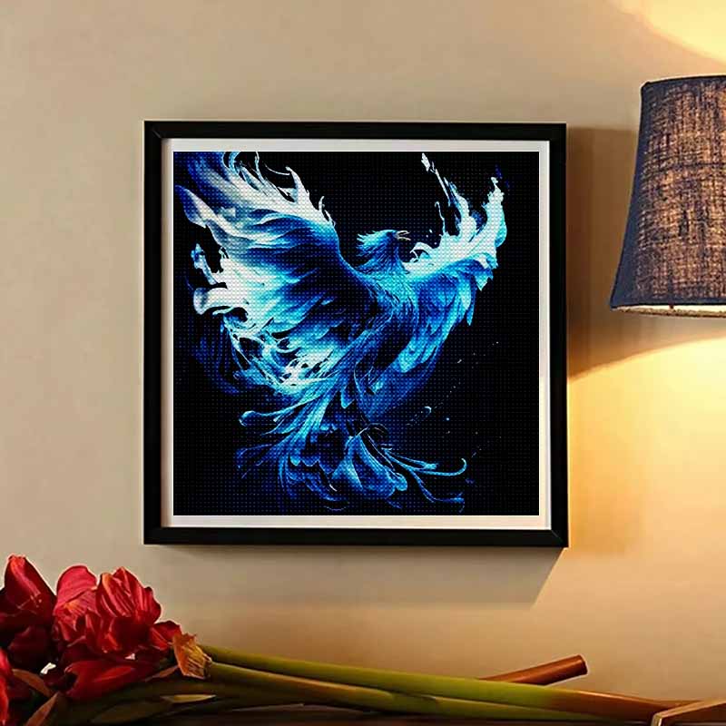 New Arrival 5D DIY Full Circle Diamond Painting "Blue Flame Phoenix" Embroidery Cross Stitch Home Decor Gift