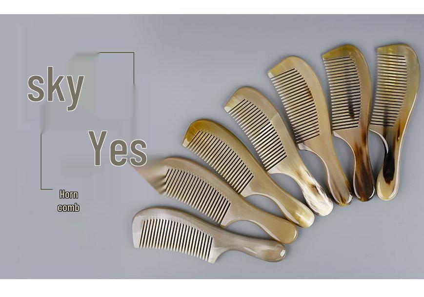 Natural Handmade Fine-Toothed Cow Horn Comb (16-21cm)