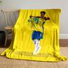 Celebratory Soccer Player Illustration Patterned Blanket, Flannel, Suitable for All Seasons, Home Decor, Warm and Cozy
