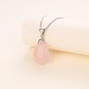 [KOAI] Teardrop Rose Quartz 925 Silver Chain Teardrop Water Droplet Love Fulfillment Lucky Charm Pendant Necklace for Women