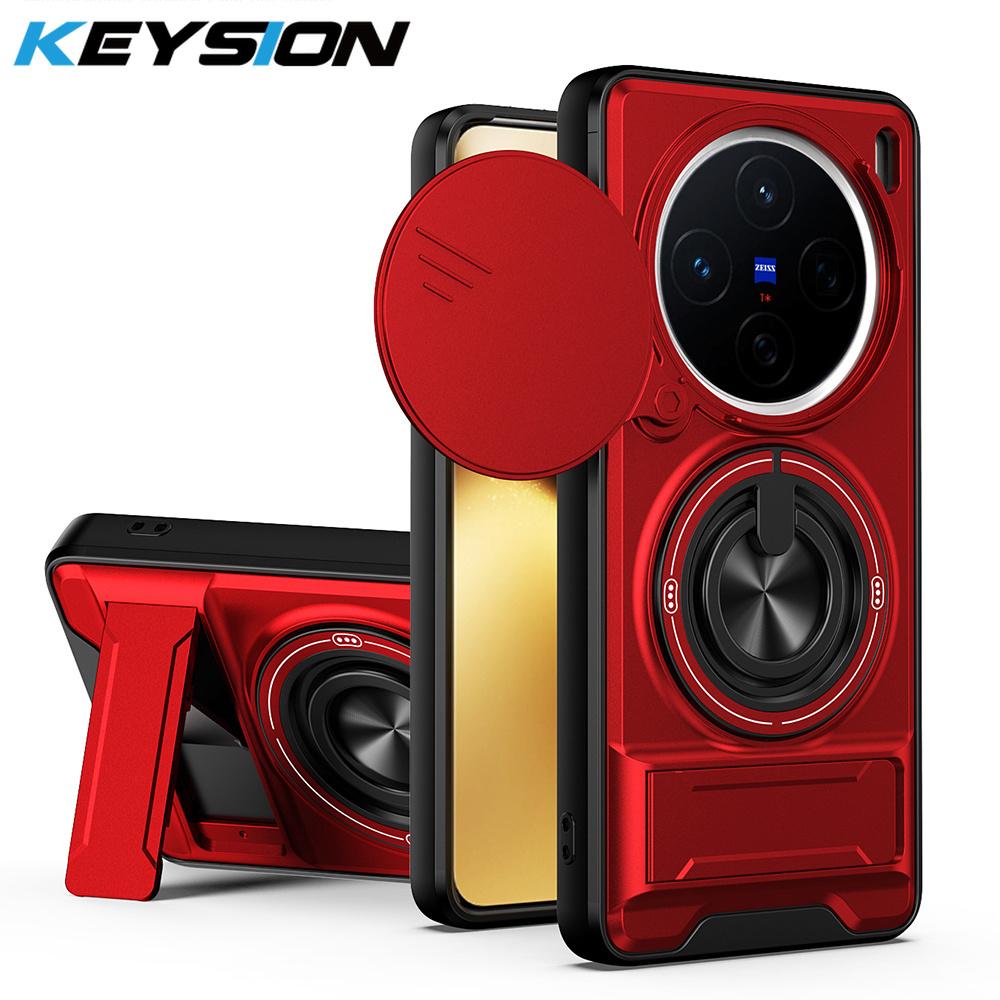KEYSION Custodia Magnetica per Telefono per VIVO X200 Pro 5G Protezione Fotocamera a Scorrimento Supporto Verticale Anello a 360° Cover Antiurto per VIVO X200