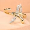 Exquisite Gold Color Letter A Zircon Open Ring for Women Fashion Jewelry Gift