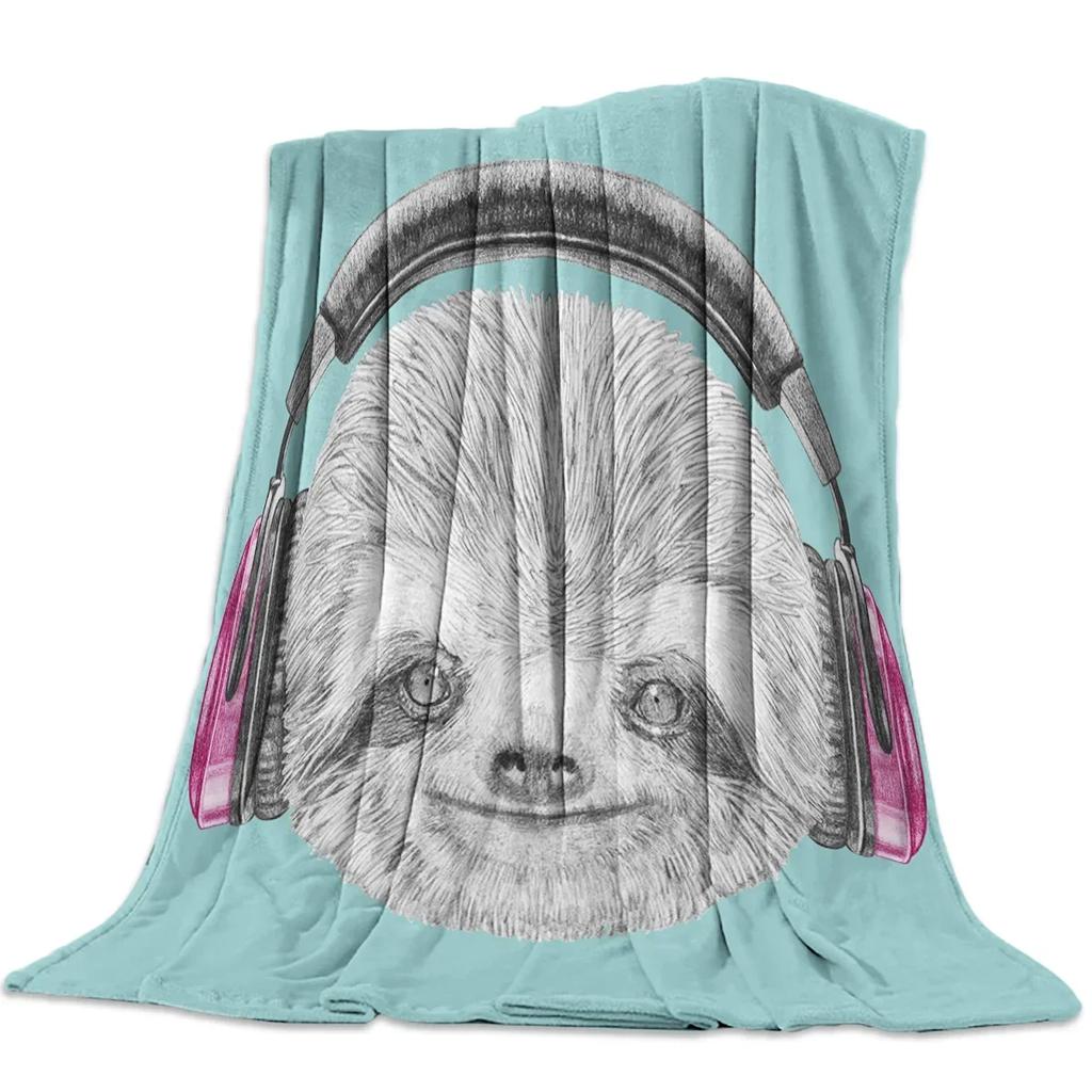Blanket Sloth Leaves Cute Animal Cartoon Tropical Forest Hawaiian Forests Flannel Blanket Soft Throw Sofa Bed Travel Blankets