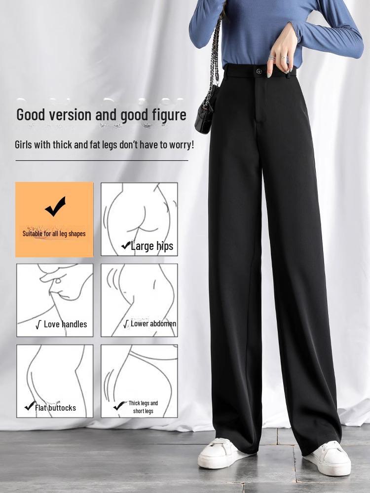 

Женские брюки прямого кроя с высокой талией 2024 года — летние тонкие широкие брюки M чёрный