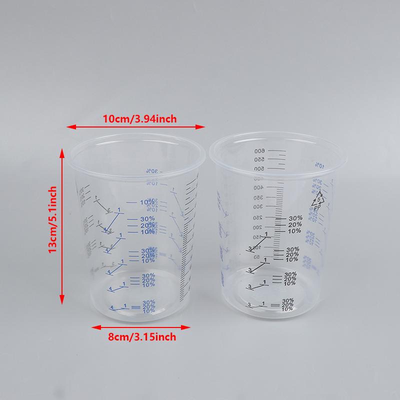 10/50Pcs 600ml Disposable Paint Mixing Calibrated Cup Transparent Graduated Plastic Liquids Measuring Cups