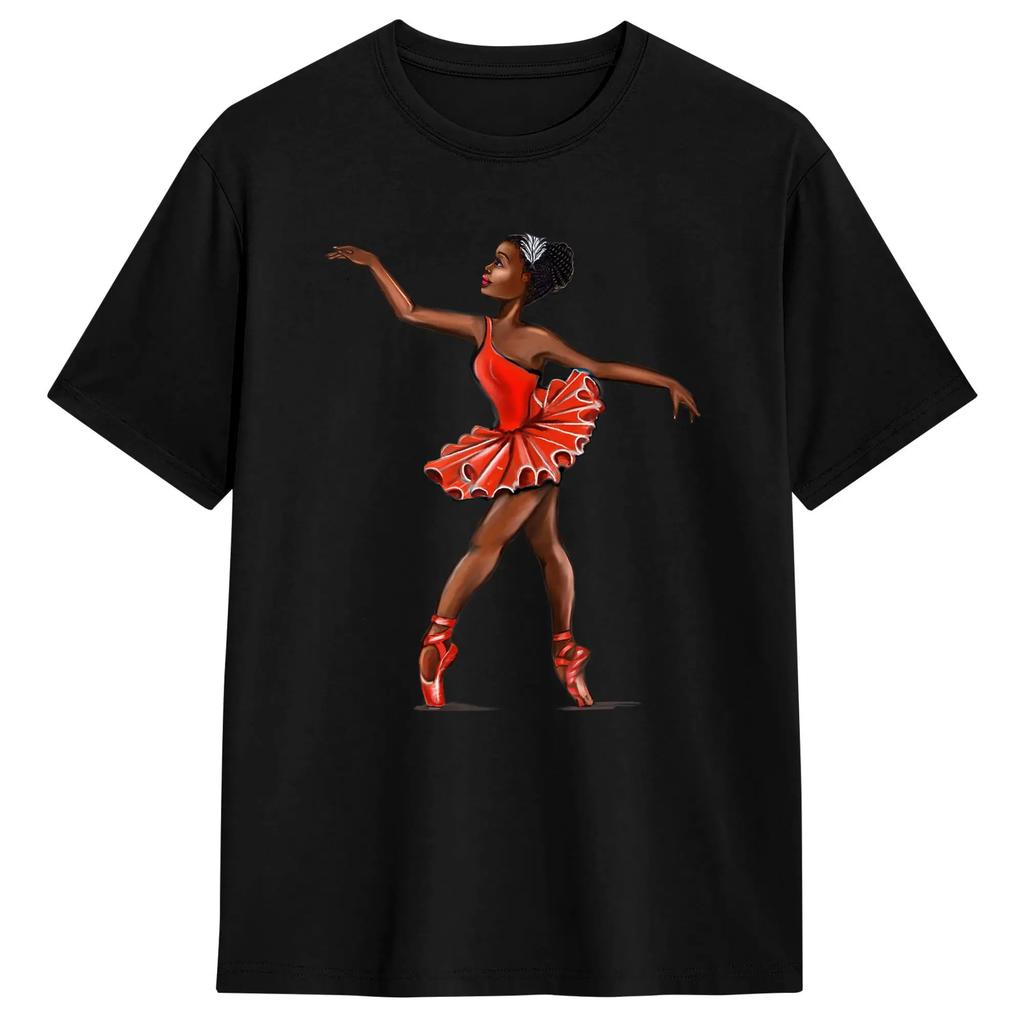 Unisex Tshirts Ballet Black African American Ballerina Awesome Tee Shirt Short Sleeve T Shirt Crewneck Clothing Gift