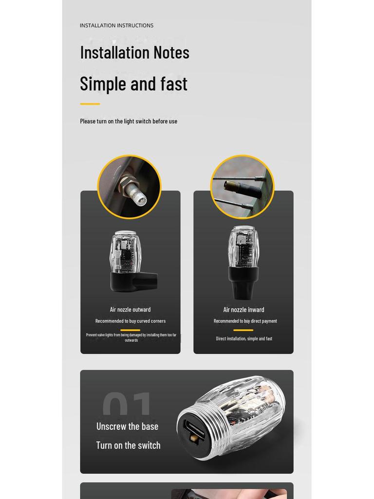 Decorative Colorful Wheel Tire Light Sensor Cap for Cars, Bikes & Motorcycles