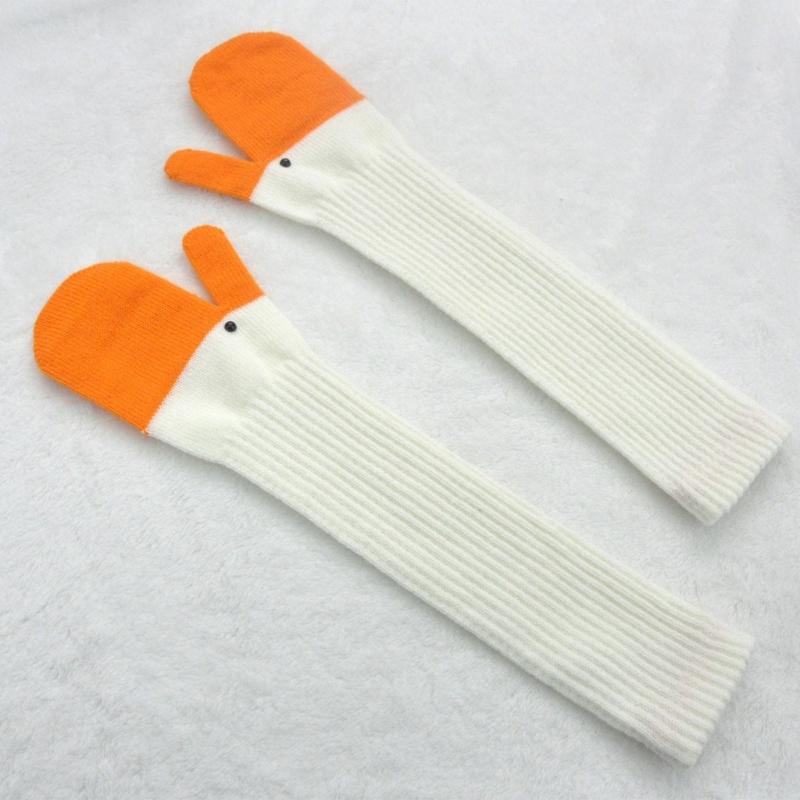 Adult Long Knitted Gloves Features Fun 3D Gooses for Winter Warmth Suitable for Outdoor Activity and Home Use