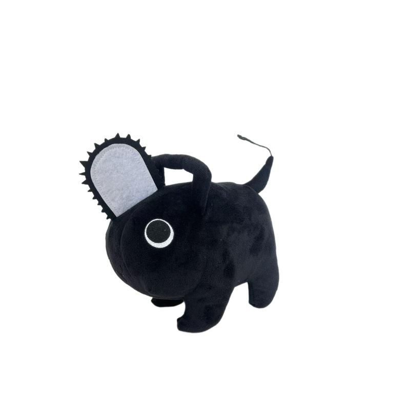 Chainsaw Dog Demon Pochita Plush Toy Stuffed Animal, Halloween Christmas Gift Anime Figure Doll, 22cm Black