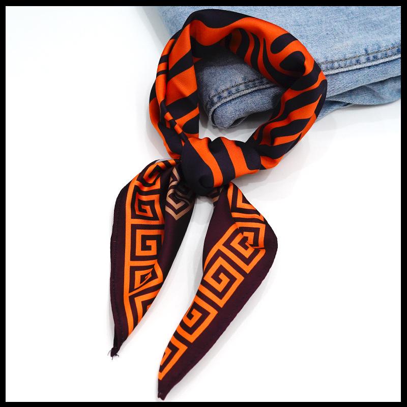 Women's Custom Pattern Silk Square Scarf - Imitation Satin Hair Ribbon & Neckerchief