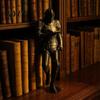 Medieval Knight Statue Bookshelf Decor, Armored Statue, Unique Gothic Library Figurine for Small Metallic Sculpture Book Lovers, Fantasy Home & Office