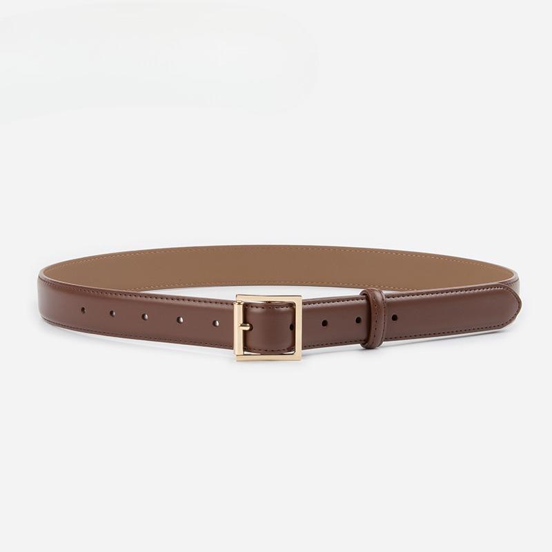 Square Buckle Genuine Leather Women's Belt 2.8 Cowhide with Jeans Casual Pants Decorative Women's Versatile Belt