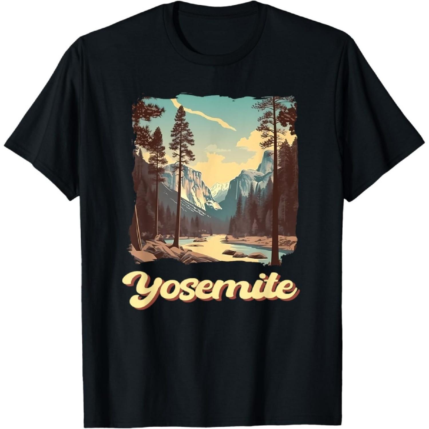 Футболка с дизайном Приключение в Национальном парке Йосемити, Пеший туризм, Природа (1) S чёрный