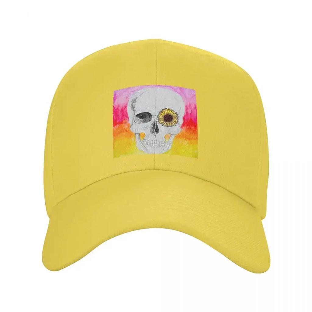 Sunflower Skull Baseball Cap Christmas Hat black WoWoUnisex Beach Fashion WoUnisexs
