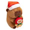 1Pc 20/25CM Kawaii Christmas Capybara Plush Toys Cartoon Capibara Dolls Wears Xmas Hat Holding Gingerbread Man Nice Christmas Gift