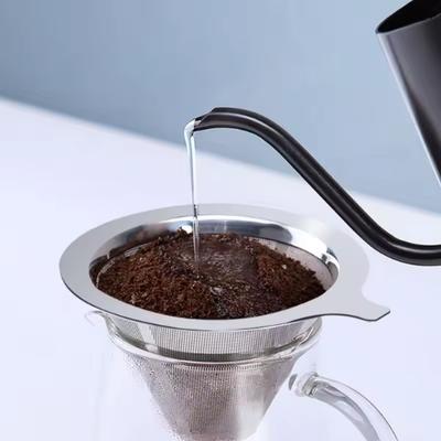 304 Stainless Steel Coffee Funnel Fine Mesh Double Layer Coffee Accessories Reusable Conical Coffee Filter Practical and Durable
